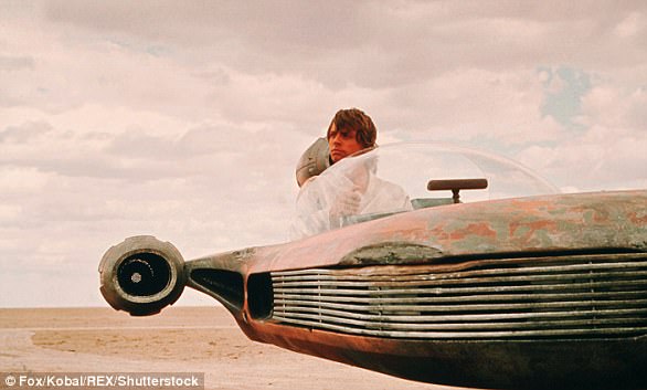 The 'Luke Skywalker's Landspeeder' is modeled after the X-34 aircraft from Star Wars: A New Hope. Pictured is Mark Hamil as Luke Skywalker in the original Star Wars movie 