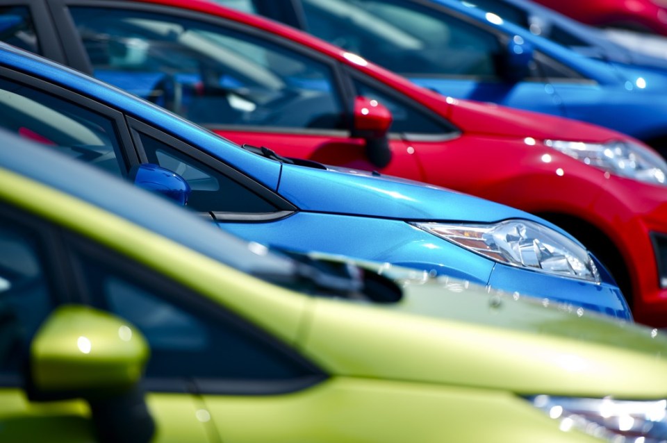 Cars at a European dealership.