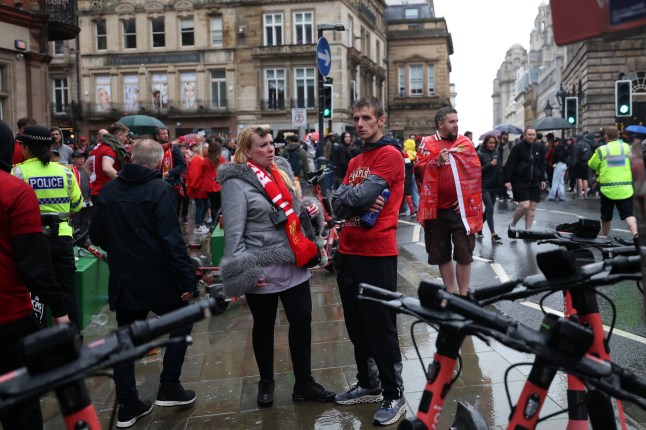 LIVERPOOL, ENGLAND - MAY 26: Emergency services attend the scene of a road traffic accident on Water Street after a car reportedly collided with pedestrians, as crowds gathered to attend the Liverpool Trophy Parade on May 26, 2025 in Liverpool, England. (Photo by Getty Images)