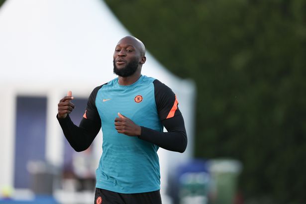 Romelu Lukaku in Chelsea training