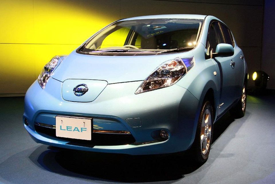 Nissan Leaf electric car at press preview.