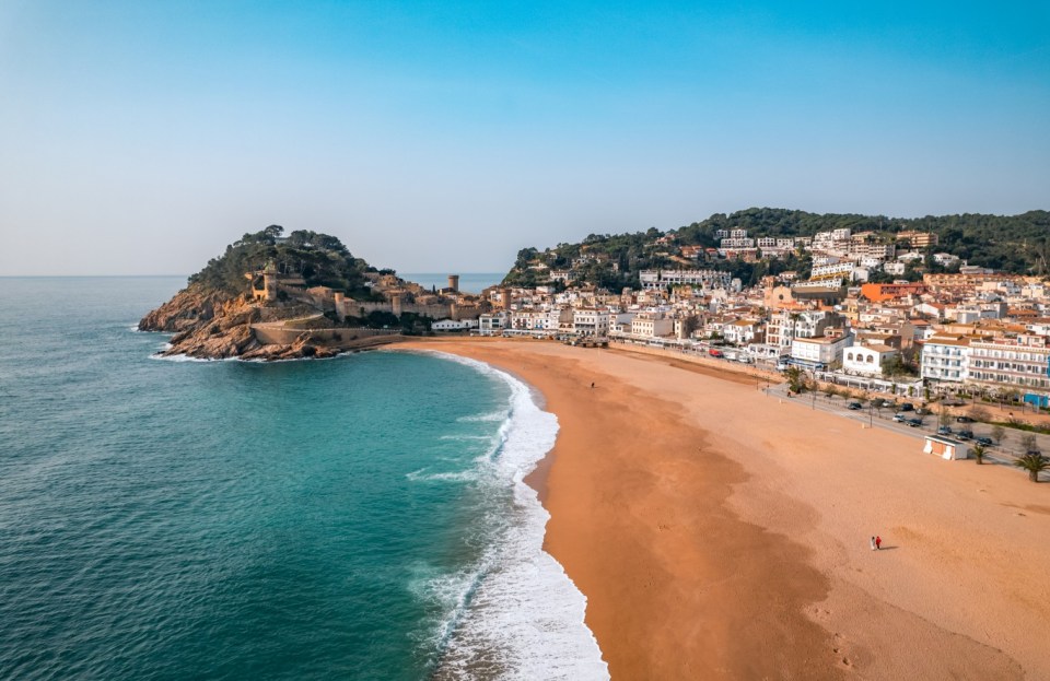 Costa Brava beach with stunning sea colors. Platja Gran on Costa Brava, Catalonia, Spain.