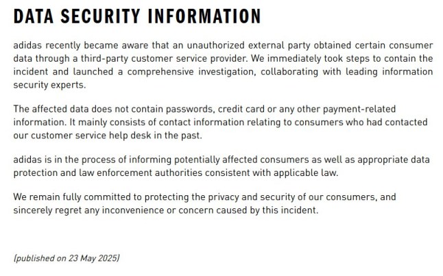 Adidas cyberattack