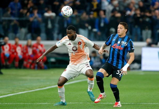 Evan Ndicka (L) during Atalanta vs Roma
