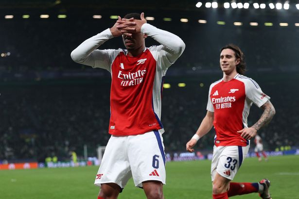 Gabriel celebrating a goal for Arsenal