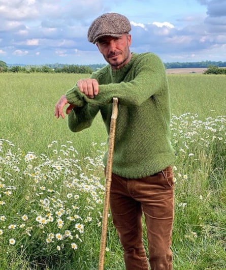 David Beckham poses in a field, 2020