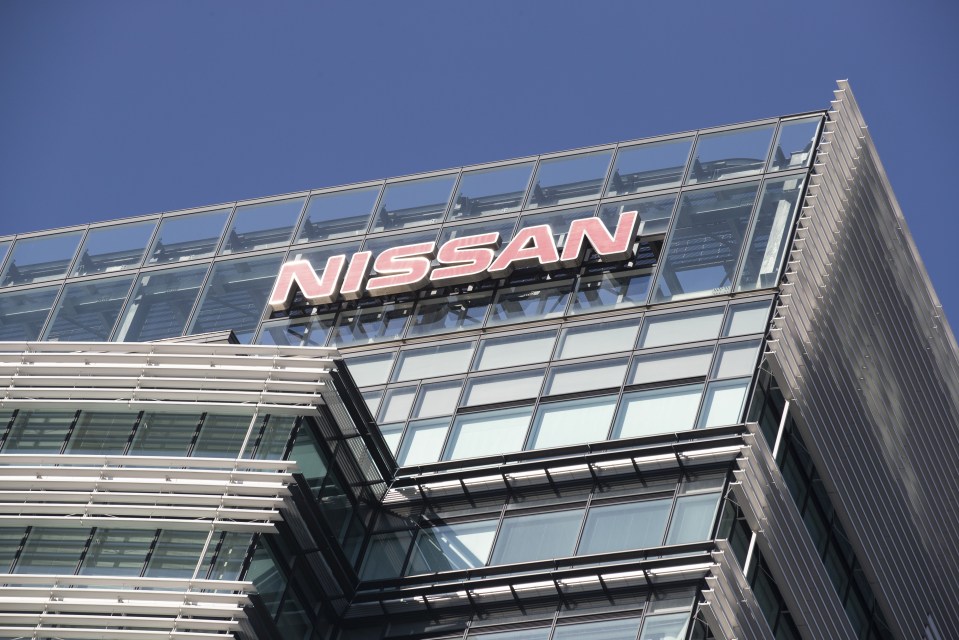 Nissan logo on its headquarters building.