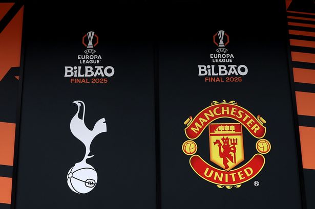 The club badges of Manchester United and Tottenham Hotspur