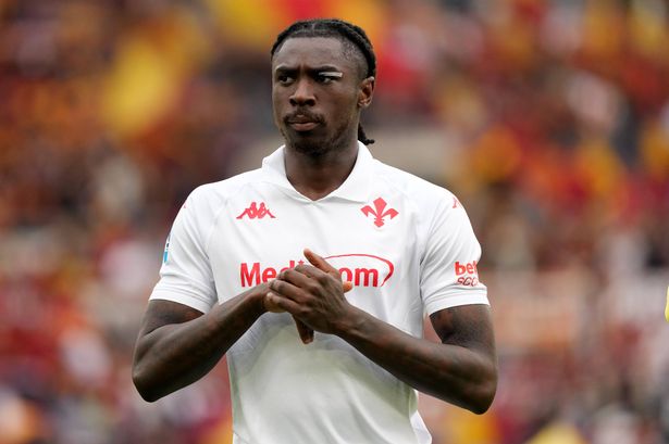 Moise Kean of ACF Fiorentina looks on during the Serie A football match between AS Roma and ACF Fiorentina at Olimpico stadium. Rome (Italy), May 4th, 2025 (Photo by Elianton/Mondadori Portfolio via Getty Images)