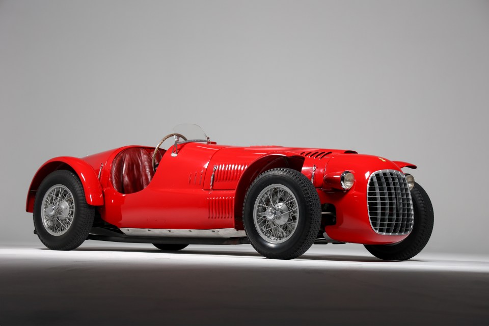 1948 Ferrari 166 Spyder Corsa, the first Ferrari designed for both road and racing.