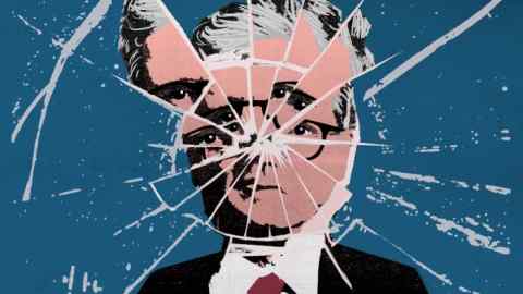 Illustration of Keir Starmer’s reflection in a shattered mirror