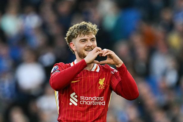 Harvey Elliott celebrating a Liverpool goal